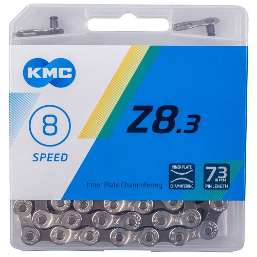 Цепь KMC Z8.3 на 6/8ск, серебристо-серая (114 звеньев, 1/2"x3/32", с замком)