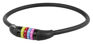 Замок M-WAVE кодовый, 12х650мм, силиконовый, черный