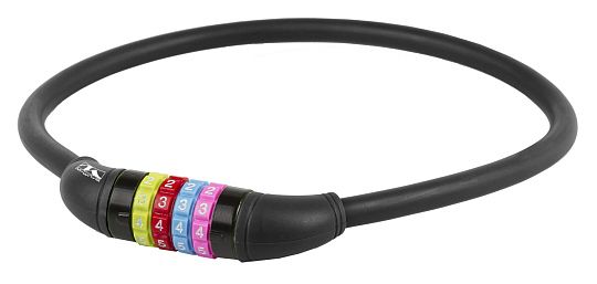 Замок M-WAVE кодовый, 12х650мм, силиконовый, черный