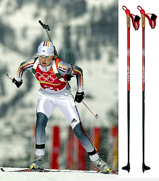 Палки SkiTime Sport 100% карбон Red