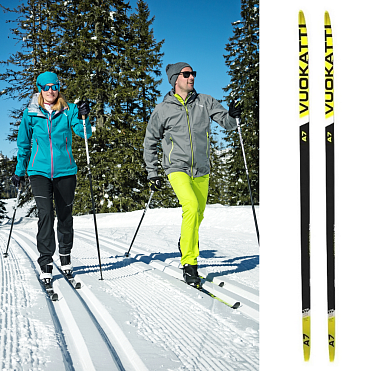 Беговые лыжи VUOKATTI Classic Wax Black/Yellow