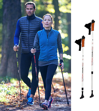 Палки д/скандинавской ходьбы FINPOLE STAR 2-секционные, алюминиевые, с амортизатором, черно-желтые