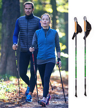 Палки д/скандинавской ходьбы FINPOLE NOVA 30 2-секционные, 30% карбон / 70% комп, серо-зеленые